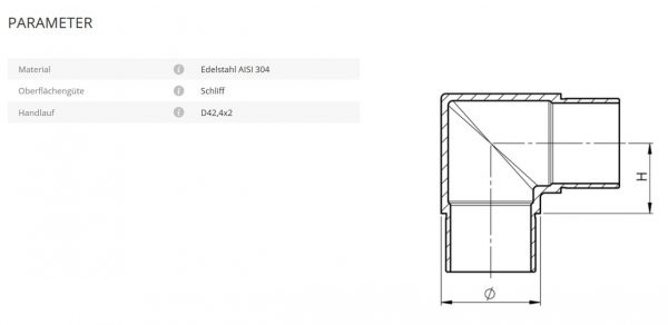 Handlaufverbinder 42,4 90° eckig