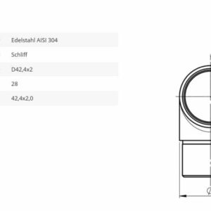 Handlaufverbinder 42,4 3fach Ecke