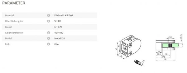 Glashalter Mod20 flach