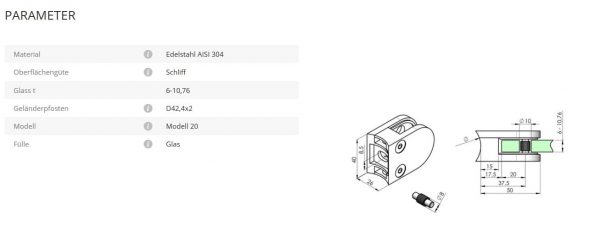 Glashalter Mod20 42,4