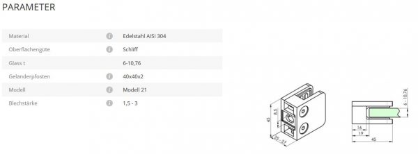 Glashalter Mod21 flach