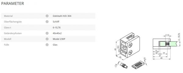 Glashalter Mod230 flach