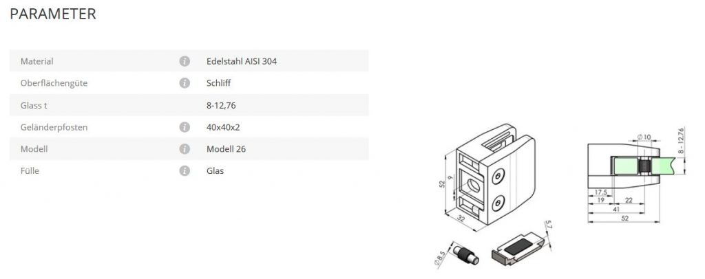 Glashalter Mod26 flach