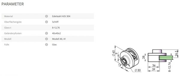 Glashalter Mod40 flach