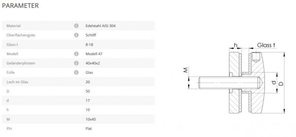 Glaspunkthalter Mod47 flach