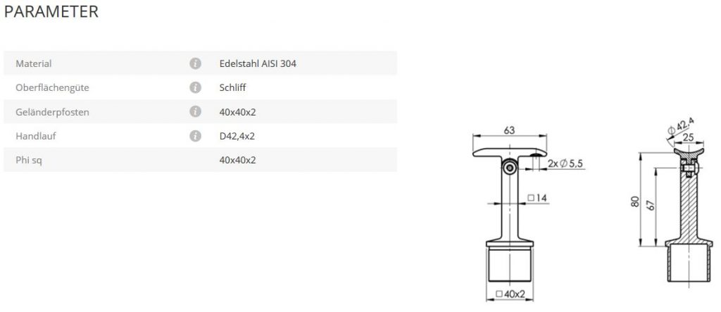 Rohrstütze 40x40 42,4 Gelenk