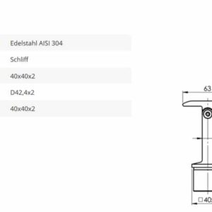 Rohrstütze 40x40 42,4 Gelenk