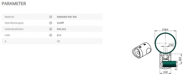 Querstabhalter 12 42,4 rechts