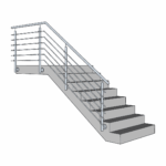 Treppengeländer L-Form Reling 5 Füllstäbe seitlich