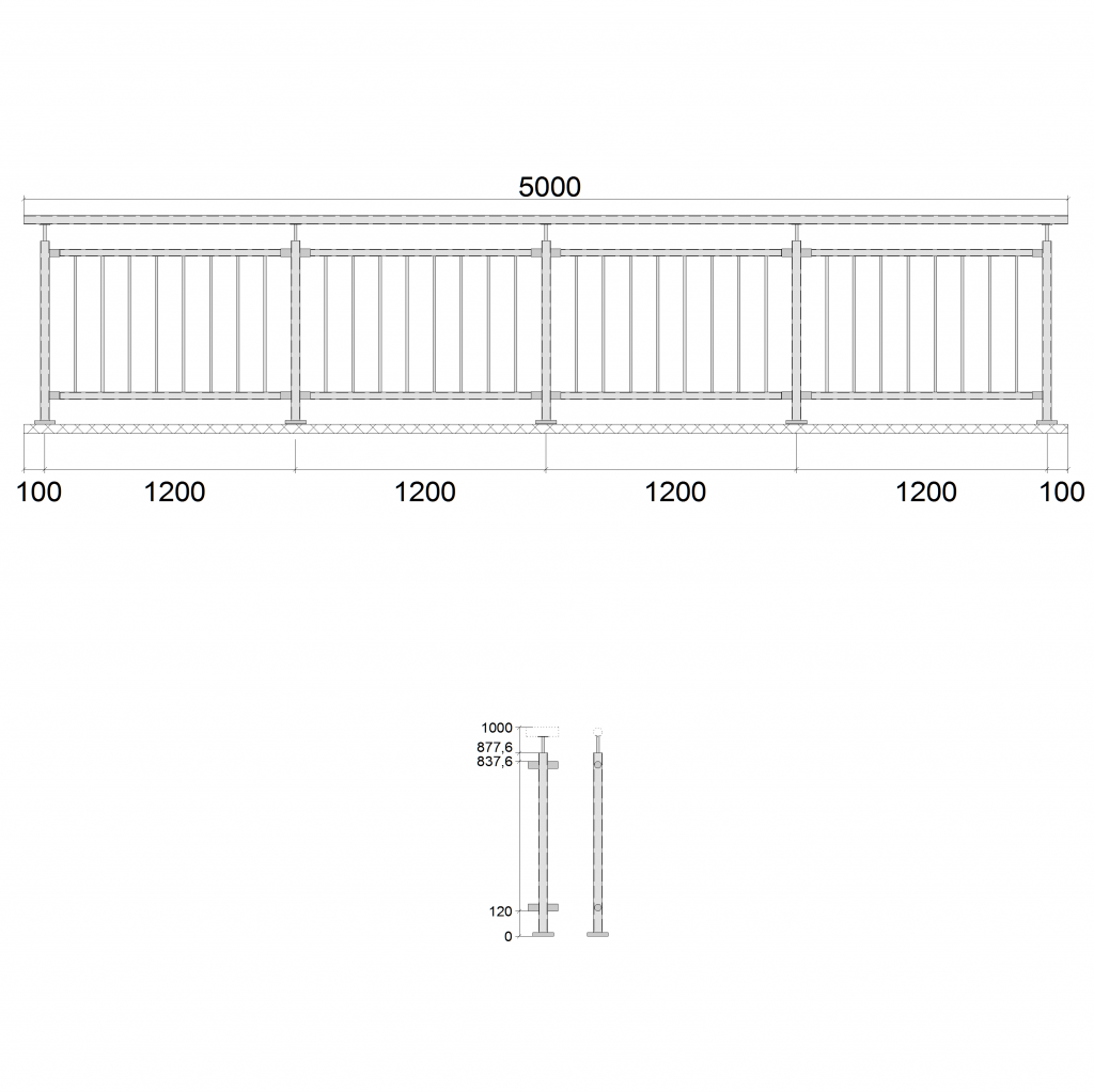 Edelstahlgeländer-I-Form-aufseitige Montage-vertikale Füllstäbe