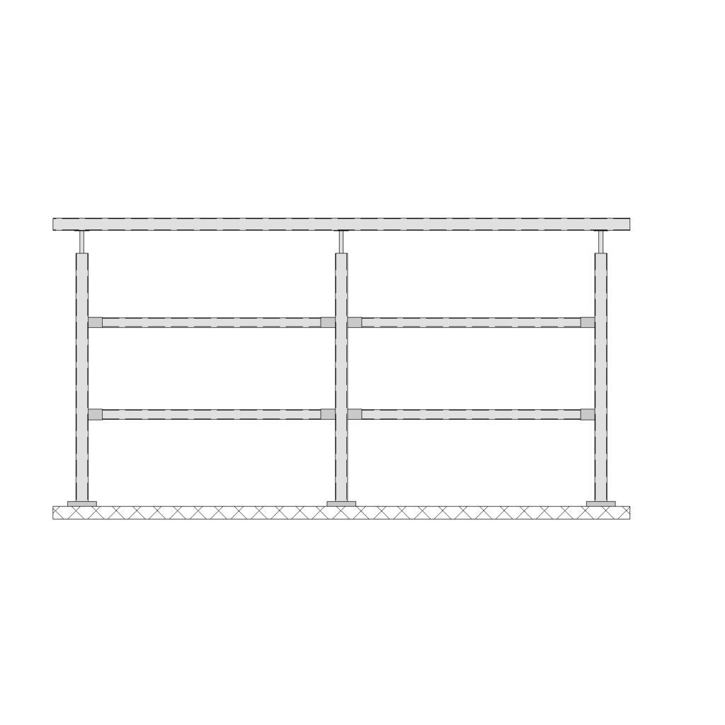 Industriegeländer aufseitig 2 Knieleisten