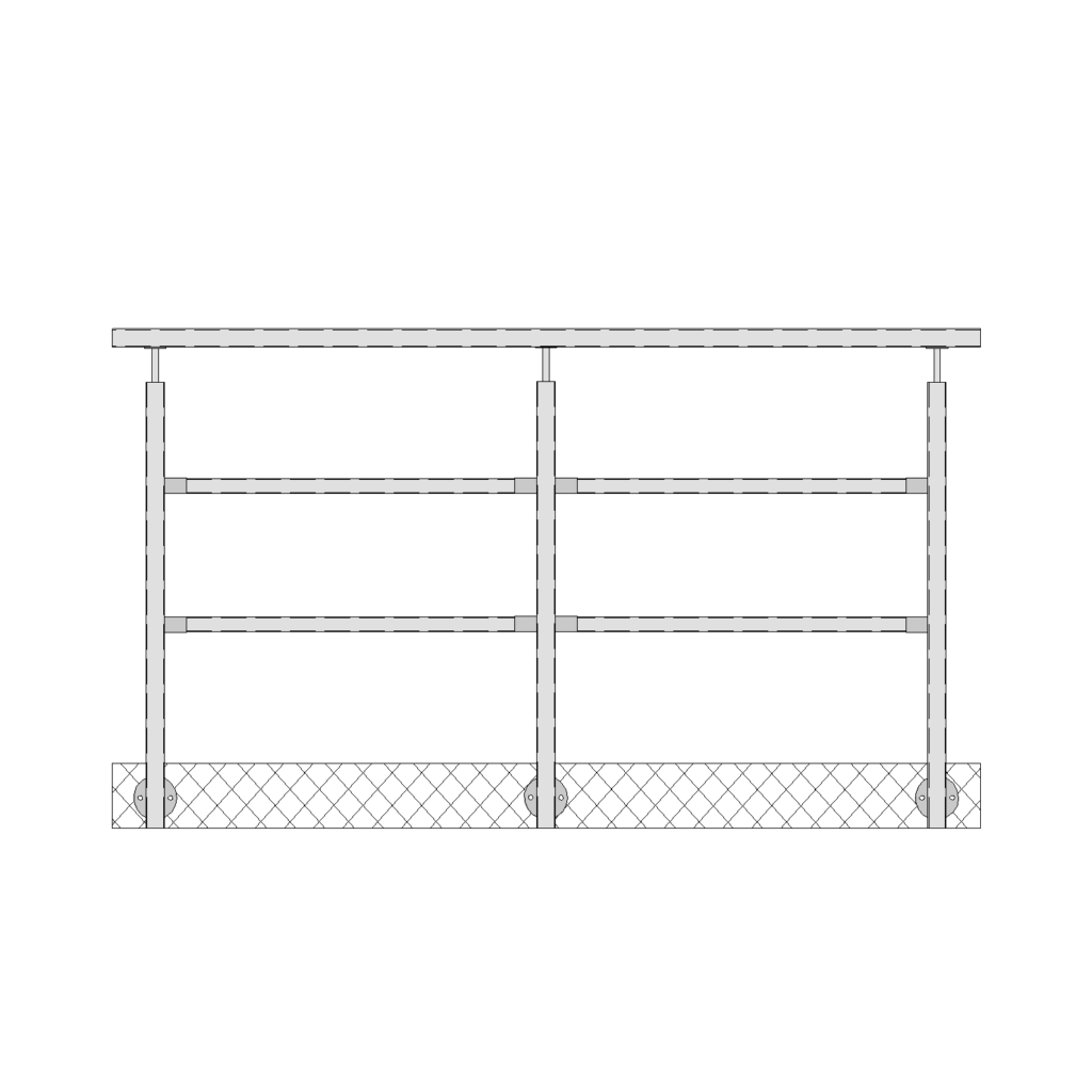 Industriegeländer seitlich 2 Knieleisten