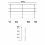 Reling aufseitig 3 FS 2m